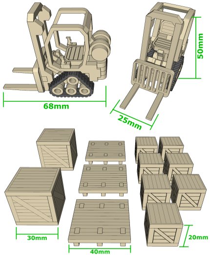 Mini Forklifts with crates - Click Image to Close
